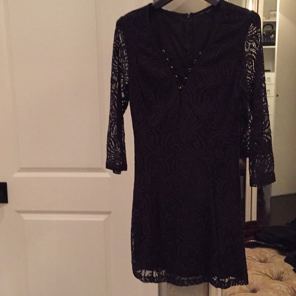 Black lace mini dress